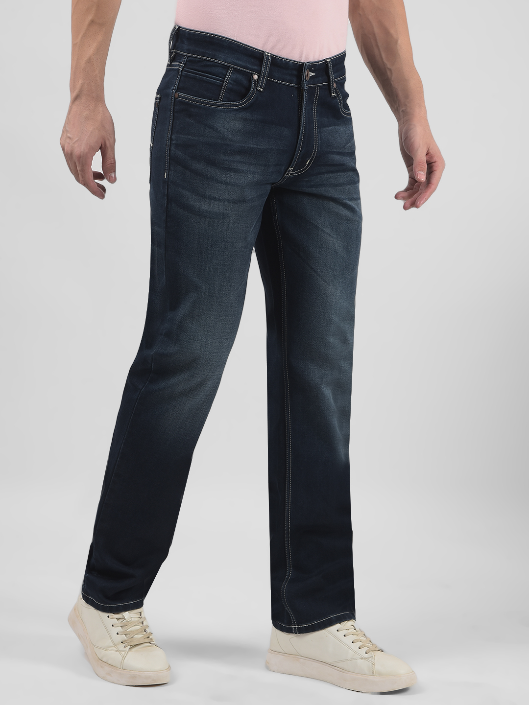 Numero Uno Men Solid Dark Blue Jeans